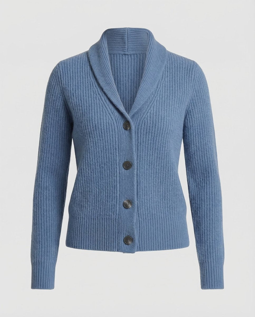 Aria | Women's Ribbed Knit Button-Front Lapel Collar Cardigan
