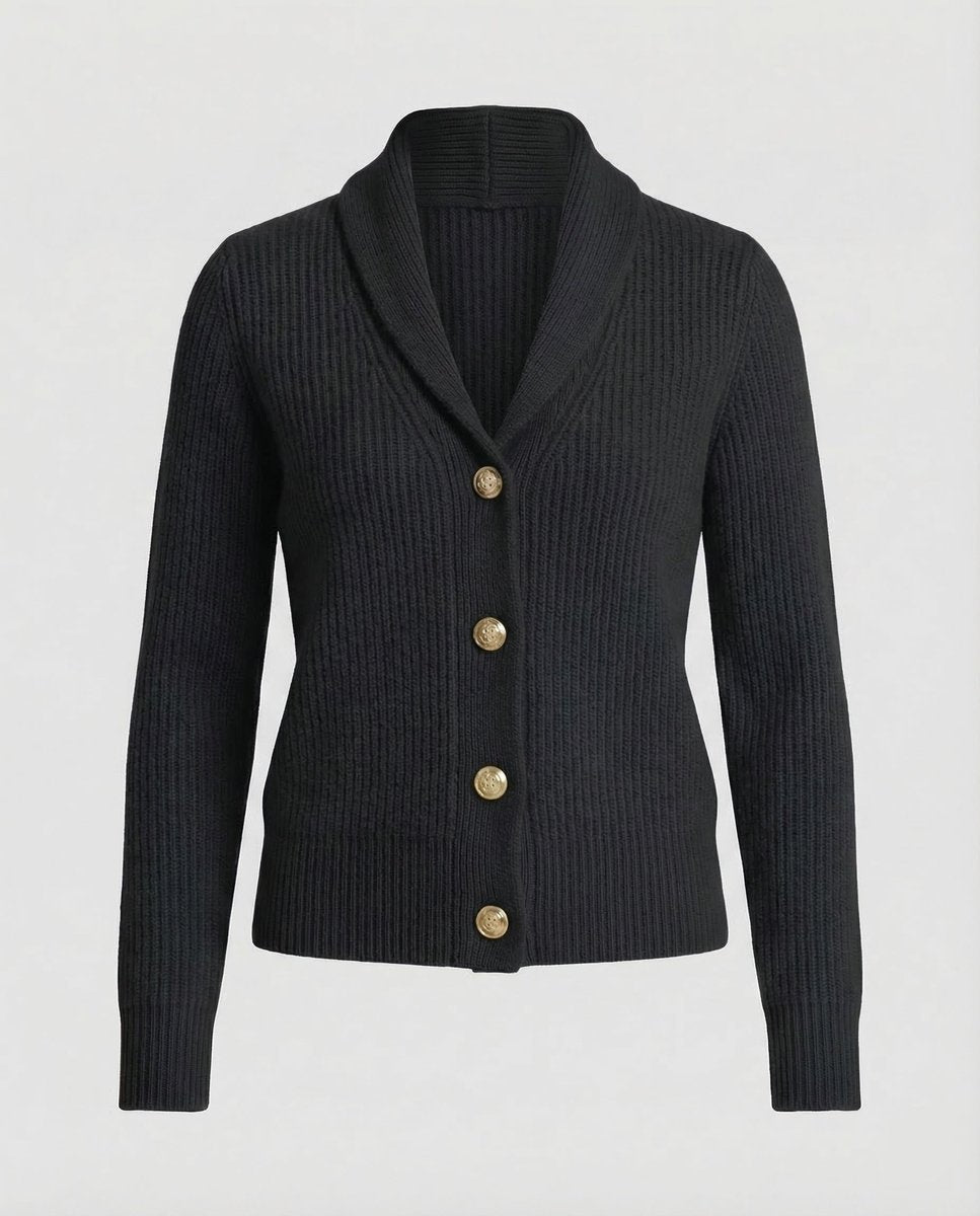 Aria | Women's Ribbed Knit Button-Front Lapel Collar Cardigan