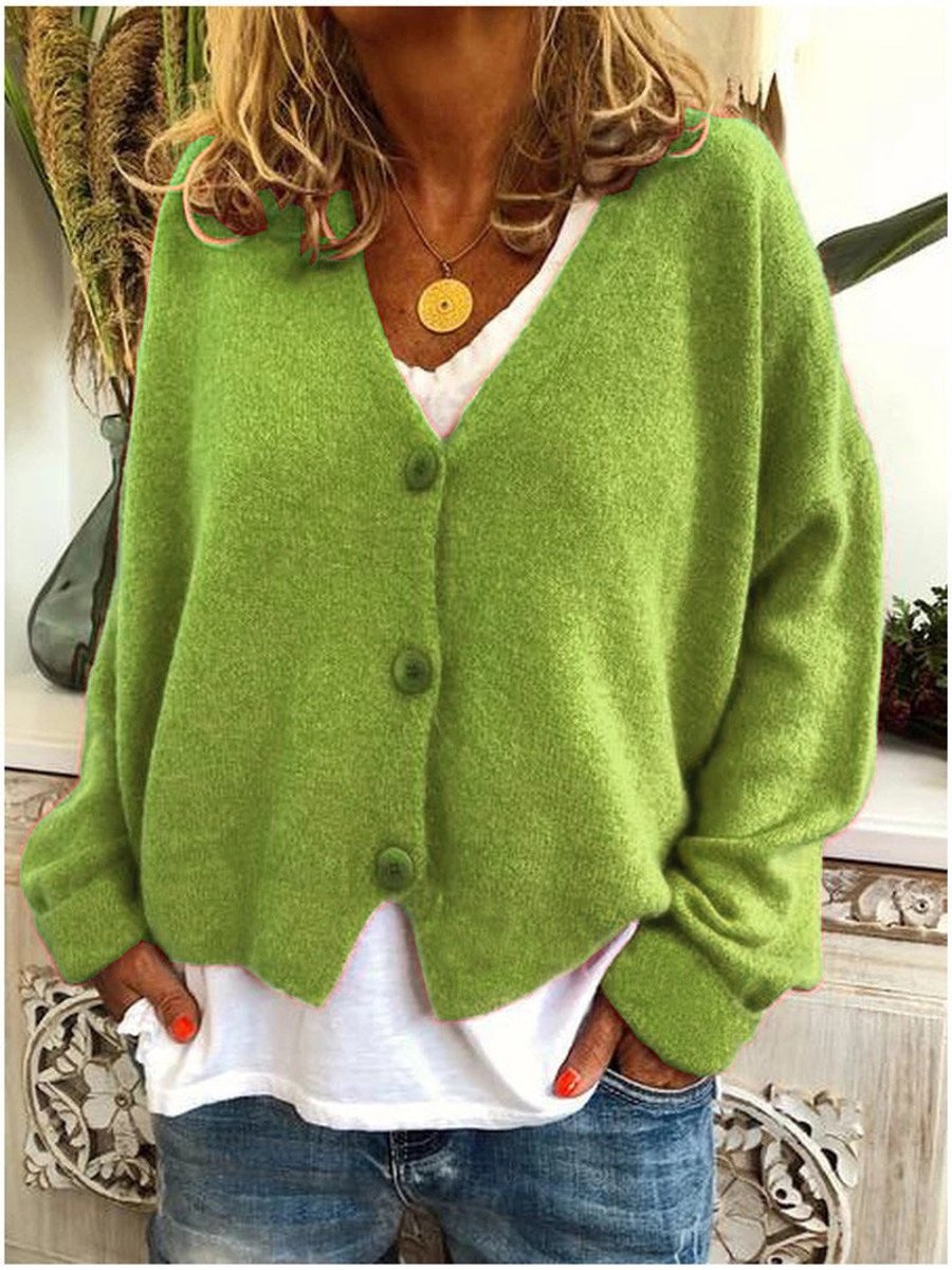 Aria | Women's V-Neck Button-Front Relaxed-Fit Knit Cardigan