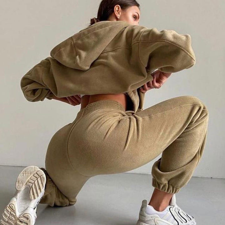 Zip-Up Oversized Hoodie Jogging Set for Women