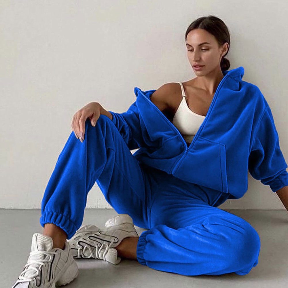 Zip-Up Oversized Hoodie Jogging Set for Women