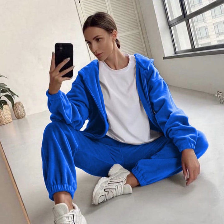 Zip-Up Oversized Hoodie Jogging Set for Women